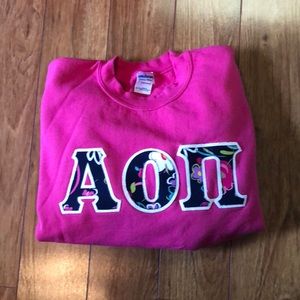 Hot pink Alpha Omicron Pi sweatshirt